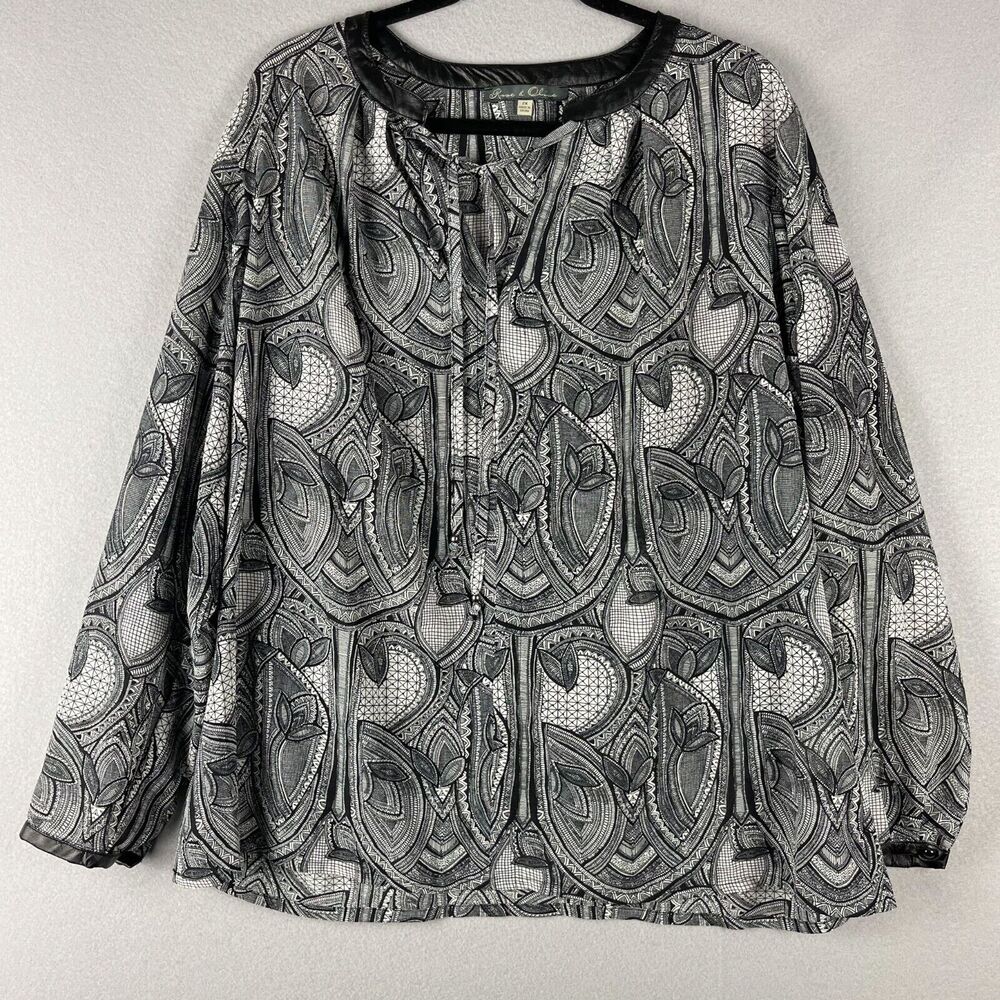 Rose Olive Tunic Top Woman 2X Long Sleeve Boho Artsy‎ Sheer Whimsy Goth Fairy
